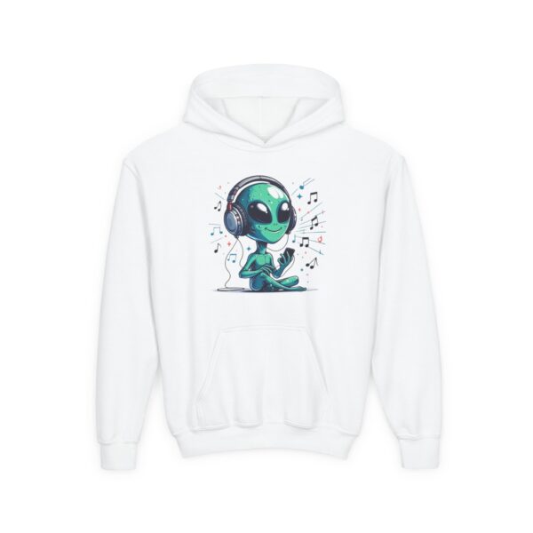 Youth Alien Music Lover Hoodie, Fun Unisex Sweatshirt for Kids, Perfect for Birthdays, Music Festival or Gift, Trendy Youth Apparel